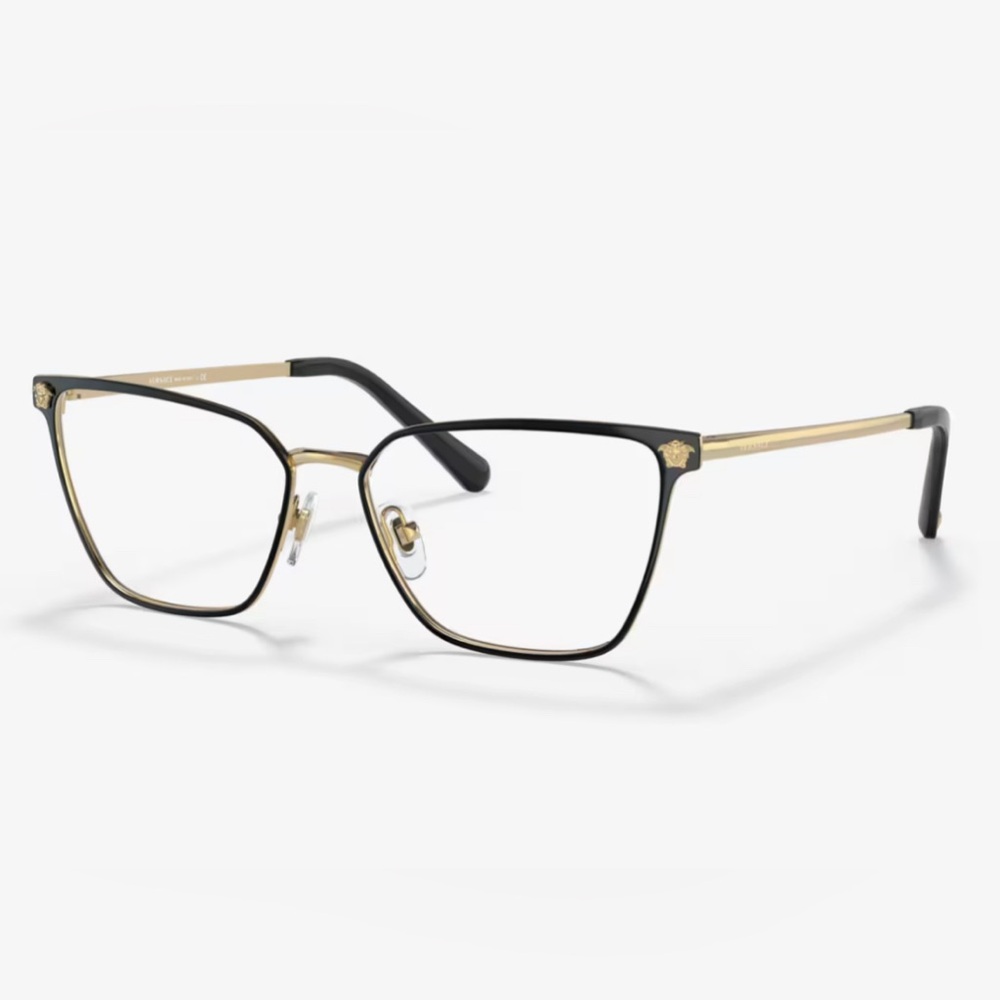 Versace VE1275 Women’s Eyeglasses in Matte Black/Gold, Great Used Condition